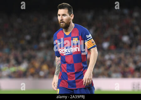 Barcellona, Spagna. 06 ott 2019. Lionel Messi del FC Barcelona durante la partita FC Barcellona v Sevilla FC, di LaLiga, stagione 2019/2020, data 8. Stadio Camp Nou. Barcelona, Spagna, 06 ott 2019. Barcellona, 06-10-2019. LaLiga 2019/ 2020, la data 8. Barcellona - Sevilla. Lionel Messi di Barcellona Credito: Pro scatti/Alamy Live News Foto Stock