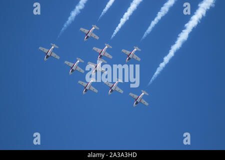 Royal Canadian Air Force Il Snowbirds. Eseguire presso il grande Airshow Pacifico Huntington Beach California USA. l'Airshow di più grande negli Stati Uniti Foto Stock