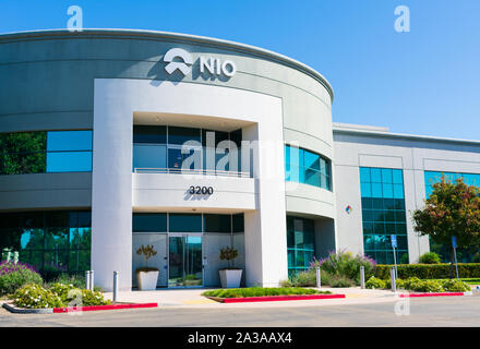 NIO North American sede e lo sviluppo globale del software center nella Silicon Valley. Nio è Cinese elettrico veicoli autonomi fabbricante Foto Stock