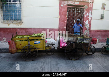 Venditore ambulante la vendita delle banane nel Getsemani Foto Stock