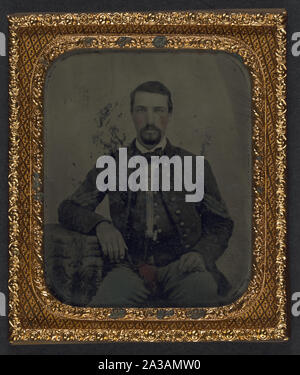 Il sergente B. F. Smith della Società B, 52nd Virginia reggimento di fanteria, e società F, 1a Virginia reggimento di cavalleria Foto Stock