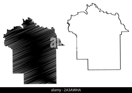 La contea de Montgomery, Alabama (contee in Alabama, Stati Uniti d'America,USA, Stati Uniti, US) mappa illustrazione vettoriale, scribble sketch mappa di Montgomery Illustrazione Vettoriale