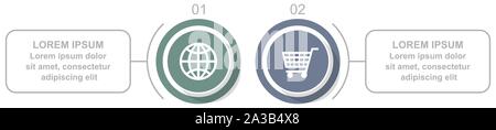 Una infografica template vettoriale per la presentazione, il grafico, diagramma grafico, global busines concetto con 2 opzioni Illustrazione Vettoriale