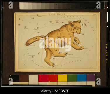 It:Orsa Maggiore, la piastra 9 a specchio di Urania, un set di carte celesti accompagnati da un familiare trattato di astronomia ... da Giosafat Aspin. Londra. Diagramma astronomico, 1 stampa su carta stratificata pensione : incisione, colorate a mano.; Foto Stock