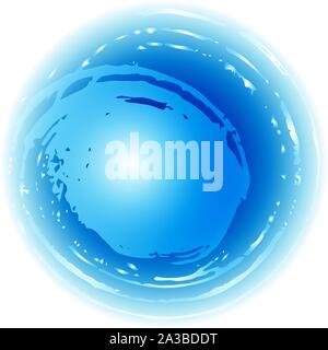 Abstract di sfondo. Di forma irregolare cerchio blu. Blu brillante acquerello e gradienti. Acquerelli astratti mano texture di vernice. Macchia blu isolato Illustrazione Vettoriale