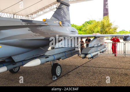 Foto di un F39 Gripen dal marchio svedese Saab. Mostra di acquisizione dei modelli da parte del governo brasiliano. Foto Stock