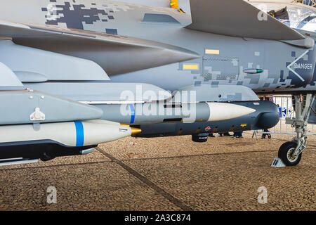 Foto di un F39 Gripen dal marchio svedese Saab. Mostra di acquisizione dei modelli da parte del governo brasiliano. Foto Stock