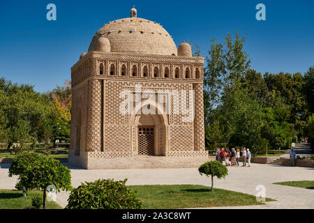 Il Mausoleo di Ismail Samani, Ismoil Somoniy maqbarasi, Bukhara, Uzbekistan in Asia centrale Foto Stock