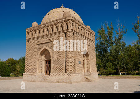 Il Mausoleo di Ismail Samani, Ismoil Somoniy maqbarasi, Bukhara, Uzbekistan in Asia centrale Foto Stock