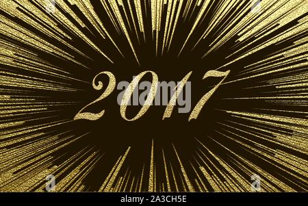Vector 2017 Felice Anno Nuovo sfondo . Le figure con oro glitter. Illustrazione Vettoriale