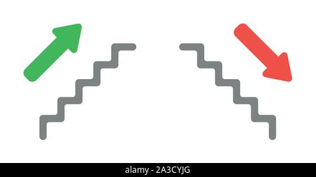 Icona vettore set di scale con la freccia in su e in giù. Schermo piatto a colori e stile. Illustrazione Vettoriale