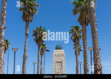 Pioneer settlers monumento, Glenelg, Sud Australia Foto Stock