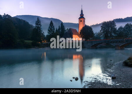 Il lago di Bohinj, Gorenjska, Slovenia, Europa Foto Stock