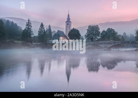 Il lago di Bohinj, Gorenjska, Slovenia, Europa Foto Stock