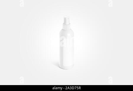 Flacone bianco deodorante con etichetta mockup isolato su grigio Foto Stock