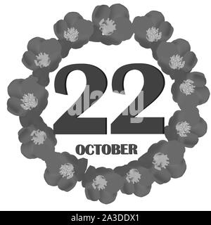 Ottobre 22 icona. Per la pianificazione di importanti giorno. Banner per i giorni festivi e giorni speciali. Immagine in bianco e nero e a colori. Foto Stock