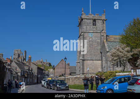 St Edwards chiesa parrocchiale, Corfe Castle vicino a Wareham Dorset, Regno Unito Foto Stock