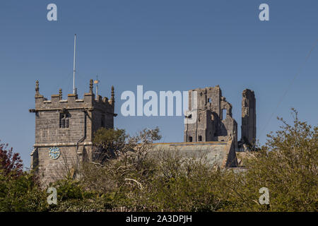 St Edwards chiesa parrocchiale, Corfe Castle vicino a Wareham Dorset, Regno Unito Foto Stock
