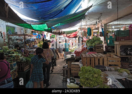 Bancarelle di frutta e verdura al mercato coperto di campeche messico Foto Stock