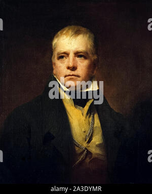 Sir Walter Scott (1771-1832) autore scozzese, poeta e storico le cui opere rimangono classici della letteratura inglese. Pittura di olio da Sir Henry Raeburn (1756-1823) dipinse nel 1822. Foto Stock