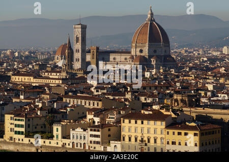 Visualizzazione classica di Firenze, sunset shot, tonica immagine Foto Stock