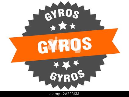 Gyros segno. giroscopi nero-arancio fascia circolare etichetta Illustrazione Vettoriale