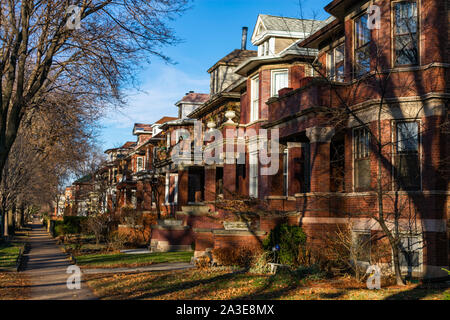 Fila di case in Andersonville Chicago Foto Stock
