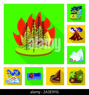 Oggetto isolato di crollo e segno dell'ambiente. Raccolta di crollo e angoscia simbolo azionario per il web. Illustrazione Vettoriale