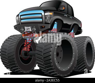 Monster pickup truck Cartoon isolato illustrazione vettoriale Illustrazione Vettoriale