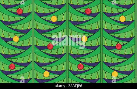 Vintage modello senza cuciture con albero di natale rami Illustrazione Vettoriale