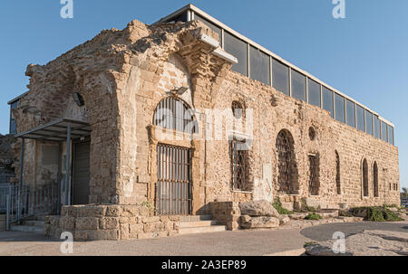 Beit etzel museo è costruita sulle rovine di un antico periodo ottomano edificio in arenaria vicino alla spiaggia di Tel Aviv in Israele Foto Stock