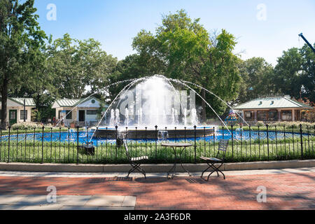 Franklin Square Philadelphia, vista sulla fontana al centro di Franklin Square Park di Philadelphia, Pennsylvania, PA, Stati Uniti d'America Foto Stock