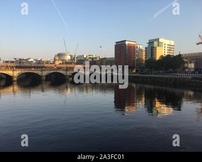 Facendo la metropolitana Run, con Becky Simister, a Glasgow in Scozia, il 25 agosto 2019. Foto Stock