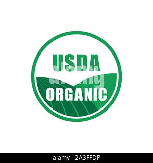 Usda organic certified simbolo timbro nessun OGM icona vettore. Vettore illustrazione stock. Illustrazione Vettoriale