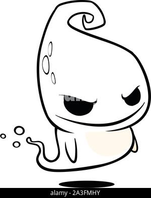 Cartoon ghost contorno. Halloween illustrazione vettoriale isolato su uno sfondo bianco Illustrazione Vettoriale