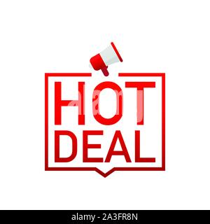 Hot deal etichetta rossa su uno sfondo bianco. Vettore illustrazione stock Illustrazione Vettoriale