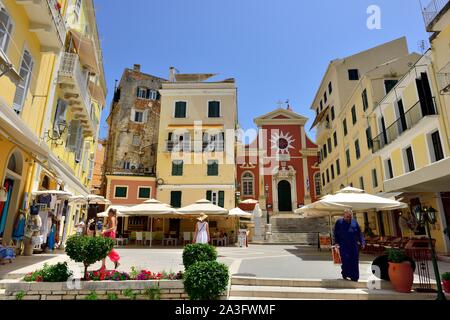 Chiesa metropolitana di Hyperagia, Theotokos, Spileotissa, Corfu Old Town,Kerkyra, Corfù, Grecia Foto Stock