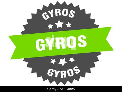 Gyros segno. giroscopi verde-nero fascia circolare etichetta Illustrazione Vettoriale