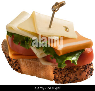 Formaggio e pomodoro su crostini Foto Stock