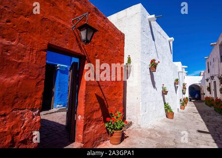 Il Perù, Arequipa, o Città Bianca, registrati dall UNESCO Patrimonio dell Umanità, Santa Catalina convento Foto Stock