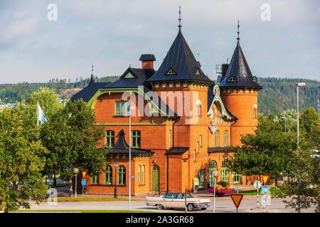 La Svezia, nella contea di Vastra Gotaland, Ulricehamn, vecchia stazione ferroviaria Foto Stock