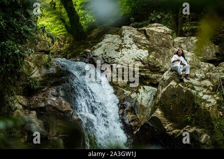 Della Colombia e della Sierra Nevada de Santa Marta, Tayrona Parco, trek della città perduta, registrato dall'UNESCO Patrimonio dell'umanità Foto Stock