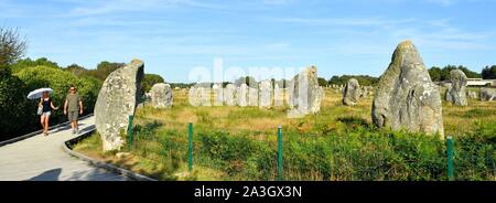 Francia, Morbihan, Carnac, sito megalitico di Menec Foto Stock