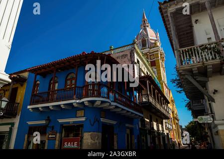La Colombia, Dipartimento di Bolivar, Cartagena delle Indie, la città coloniale di del Mar dei Caraibi Foto Stock