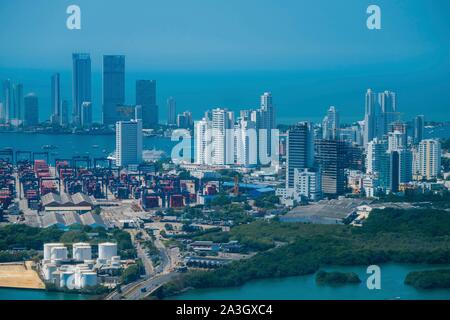 La Colombia, Dipartimento di Bolivar, Cartagena delle Indie, città moderna sul Mar dei Caraibi Foto Stock