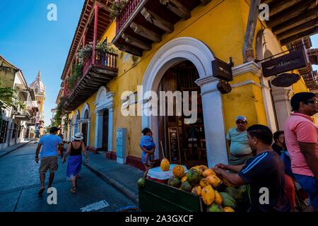 La Colombia, Dipartimento di Bolivar, Cartagena delle Indie, la città coloniale di del Mar dei Caraibi Foto Stock