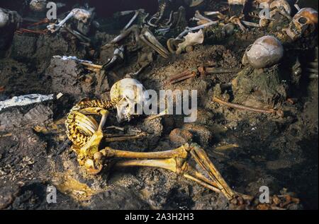 L'Italia, Napoli, Pompei, scheletri di Ercolano abitanti uccisi dall'eruzione del Vesuvio Foto Stock