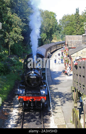 The Keighley & Worth Valley heritage steam railway in Haworth, West Yorkshire, UK Foto Stock