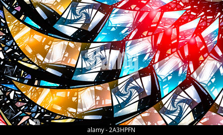 Coloratissima vetrata, generato dal computer sfondo astratto, rendering 3D Foto Stock