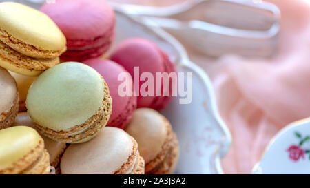 French macarons piuttosto delizie pastello Foto Stock